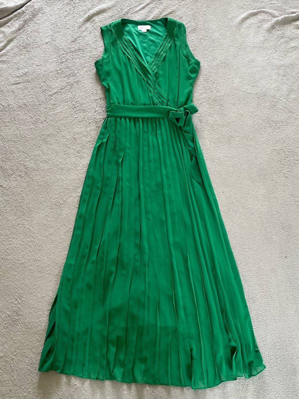 Jessica Simpson Kelly Green Sleeveless Pleated Maxi Dress Size 12 Wedding Guest - Picture 2 of 12
